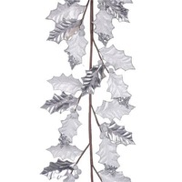 White/Platinum Holly Leaf Garland 120cm
