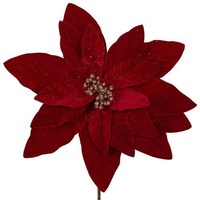Red Velvet Poiinsettia 28cm w/stem
