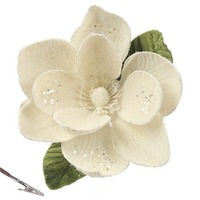 Ivory Magnolia w/Leaves &amp; Clip 24cm