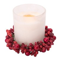 Mini Red Berry Candle Wreath 10cm
