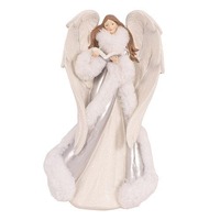 Silver Polyresin Angel 18x14x30.5cm