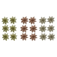 Glitter Flower with Clip 4cm 6PK