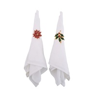 4PK Poinsettia or Holly Napkin Rings