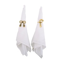 4Pk Antique Gold Cane or Bow Napkin Ring