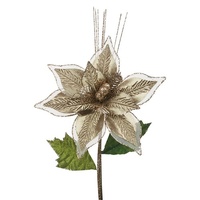 Bronze Poinsettia with Organza Stem