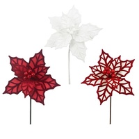 25cm Red/White Poinsettia