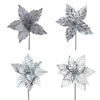 30cm Silver Grey Poinsettia