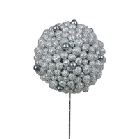 12cm Glitter Ball Pick Silver