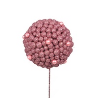 12cm Glitter Ball Pick Burgundy