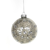 10cm Silver Glass Bauble