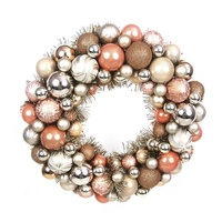 45cm Bauble Wreath Champagne &amp; Rose Gold