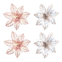 Glitter Poinsettia 2Pk 14cm