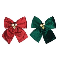 Velvet Bow Red or Emerald 23x29cm