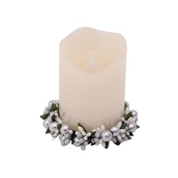 7.5cm White Berry Candle Wreath