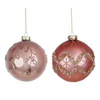 10cm Glass Bauble - Pink