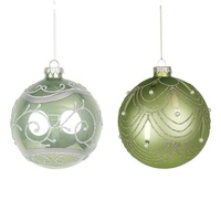 10cm Glass Bauble - Mint