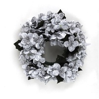 18cm Hydrangea Candle Wreath - Silver