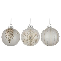 10cm White Baubles