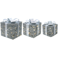 Silver Gift Box LED Set of 3