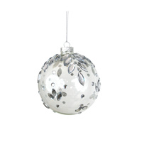 Glass Bauble with Crystals 10cm Clear