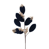 Midnight Blue Velvet Leaf Stem 70cm