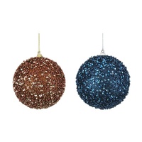 10cm Bauble Navy Blue or Mocha