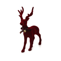 Reindeer Burgundy Flocked 19x15cm