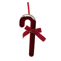 Burgundy Velvet Candy Cane 10x25cm