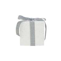 White Gift Box Silver Ribbon 12x14cm