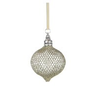 8cm Mesh Platinum Onion Bauble