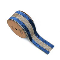 Velvet Ribbon Pale Blue &amp; Champagne 6cm x 5m