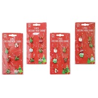 6PC XMAS WINE CHARMS PVC