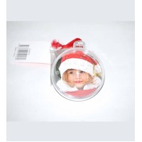 XMAS PHOTO BAUBLE 7CM RED LOOP