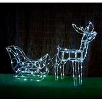 SOLAR REINDEER SLEIGH 160L LED WHITE