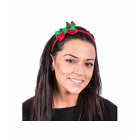 XMAS HEADBAND W/RIBBON 6 ASST