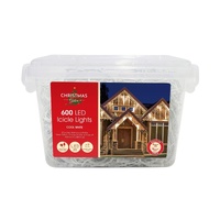 600 LED Icicles White 30m Long 20cm spacing