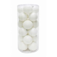 BAUBLES 80MM 24PC BARREL WHITE CG