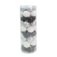 BAUBLES 60MM 36PC  MIXED GLITTER BLK/WHT/SLV CG