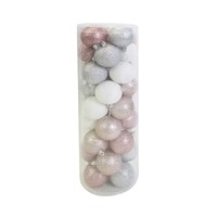BAUBLES 60MM 36PC  MIXED GLITTER ROSE/WHT/SIV/CHAMP CG