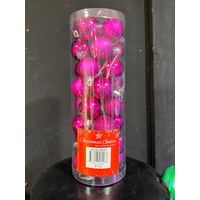 Baubles 40mm 32pc Hot Pink