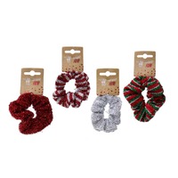 Hair Scrunchie Metallic Stretchy Tinsel Asst..