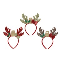 Headband Glitter Antlers Holly Bow Asst..