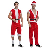 Mens 3/4 Muscle Sleeveless Santa Suit