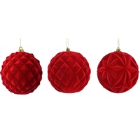 Flocked Bauble Red 10cm 