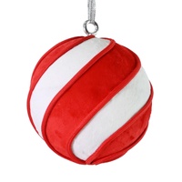 Bauble Flocked Candycane Swirl 15cm