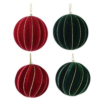 Flocked Rib Glitter Bauble 10cm 