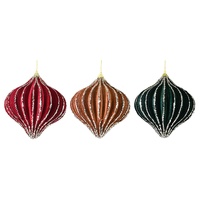 Onion Shaped Flocked Bauble 12cm 