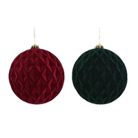 Flocked Diamond Pattern Bauble 15cm 