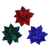Glitter Velvet Poinsettia with Clip 