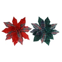 Tartan Heritage Poinsettia with Clip 